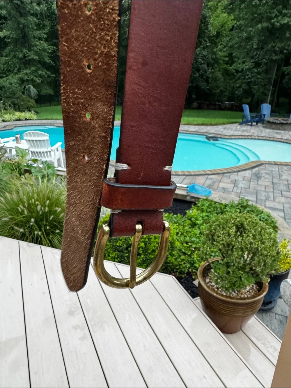 VINTAGE Banana Republic Leather Belt Tan Brass Cow Sz Med  775282 Mens Womens